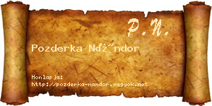 Pozderka Nándor névjegykártya